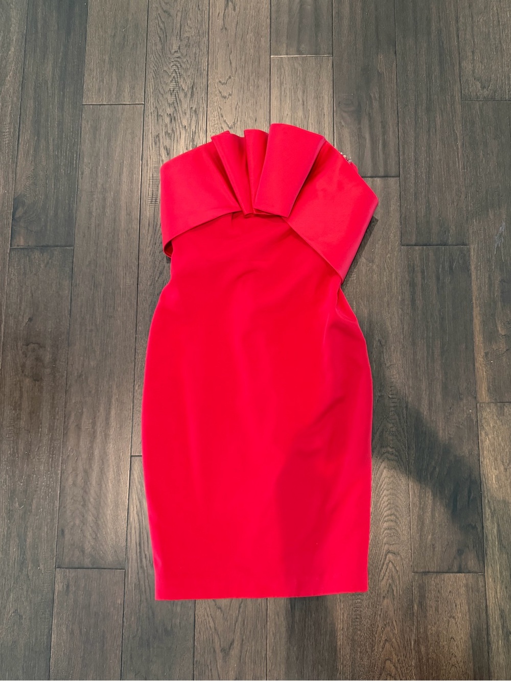 Strapless Red Folded-Neckline Cocktail Dress